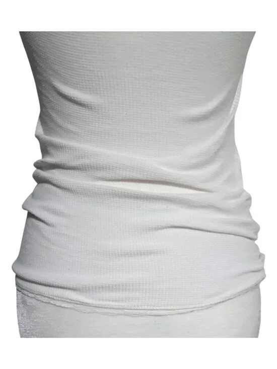 Aeropostale Henley Tank Top Lace Trim with Rhinestones Womens Size S White Waffl - Picture 3 of 10